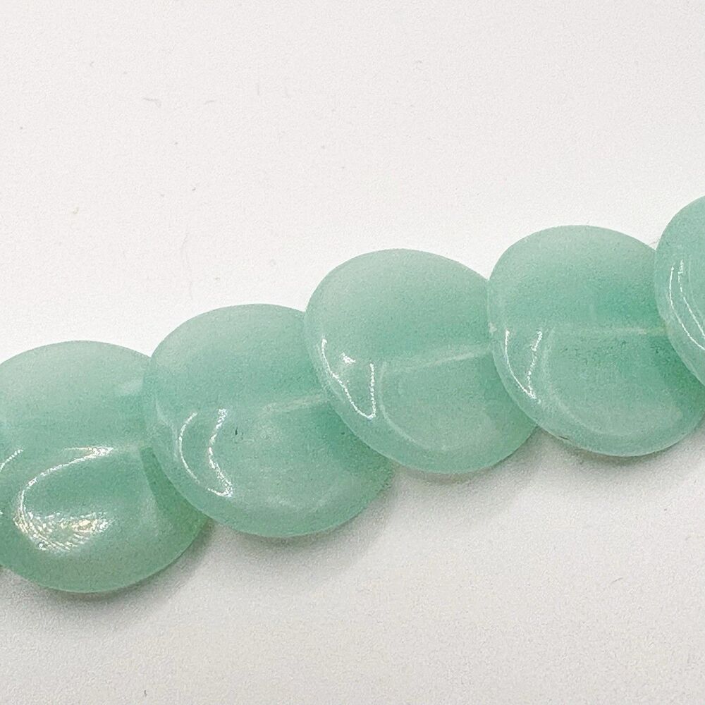 Vintage Light Green Flat Circle Bead Necklace 24” - Picture 3 of 5